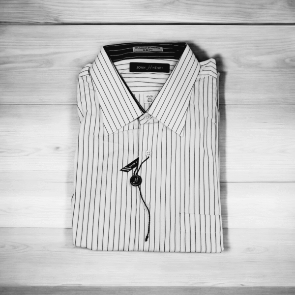 Camisa Manga Larga Blanca a Rayas Negras John Henry                          (10a)