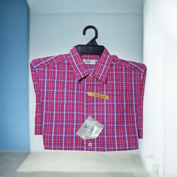 Camisa Manga Corta Rosa a Cuadros - Paco Rabanne                                 (10b)