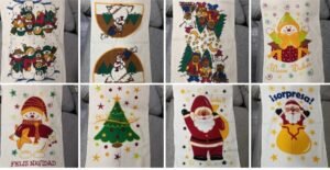 set  variado de 6 toallas de cocina secador paño de cocina estampado   ( de navidadad c1)
